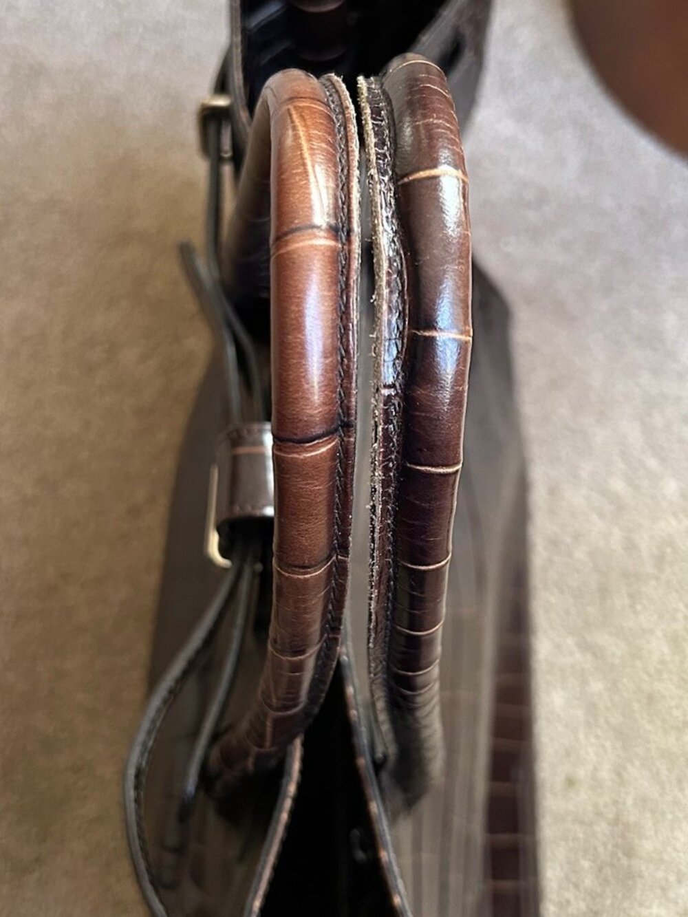 FURLA Leather Tote Bag Chocolate Brown - Picture 9 of 13